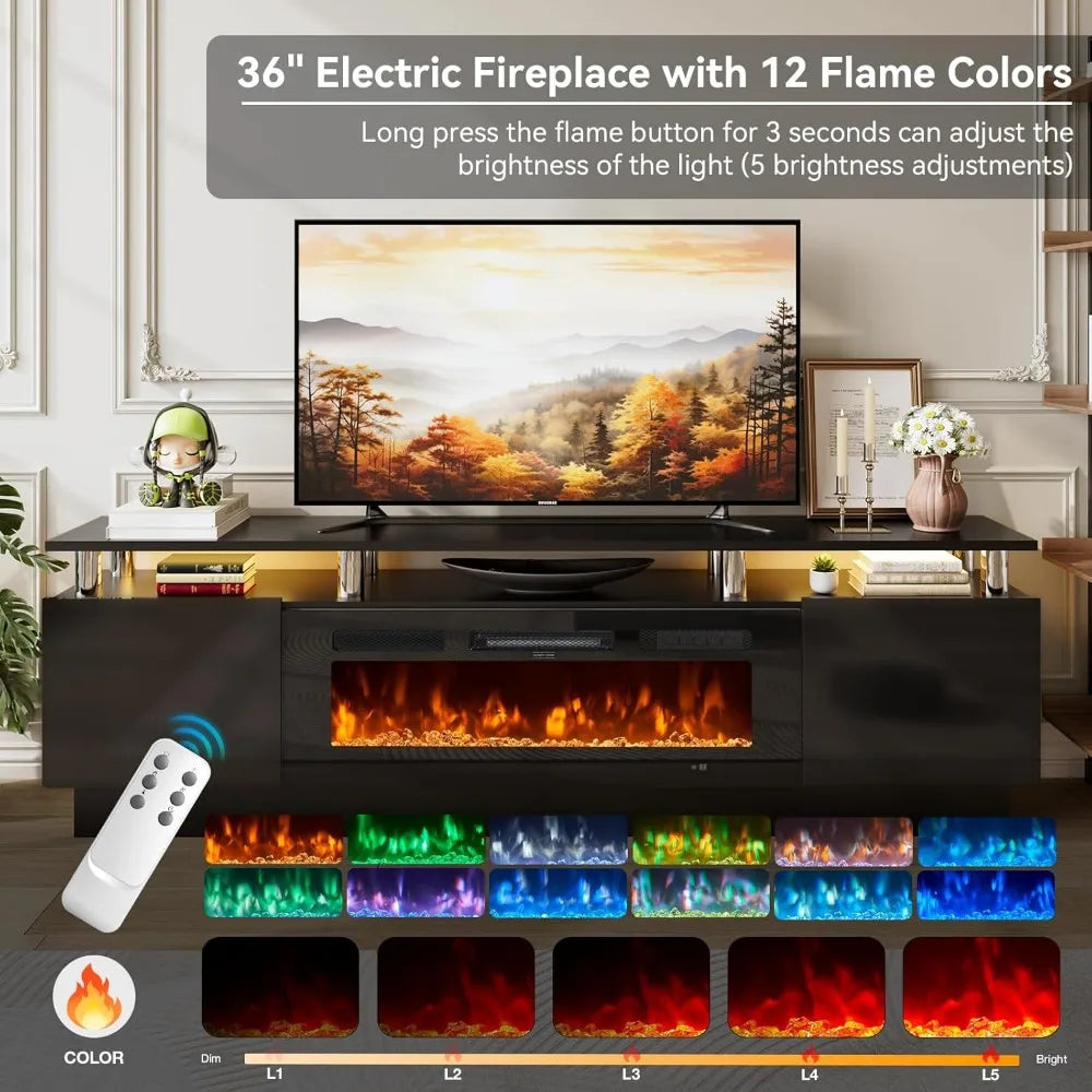 70" Modern Electric Floating TV Stands Wall Mounted