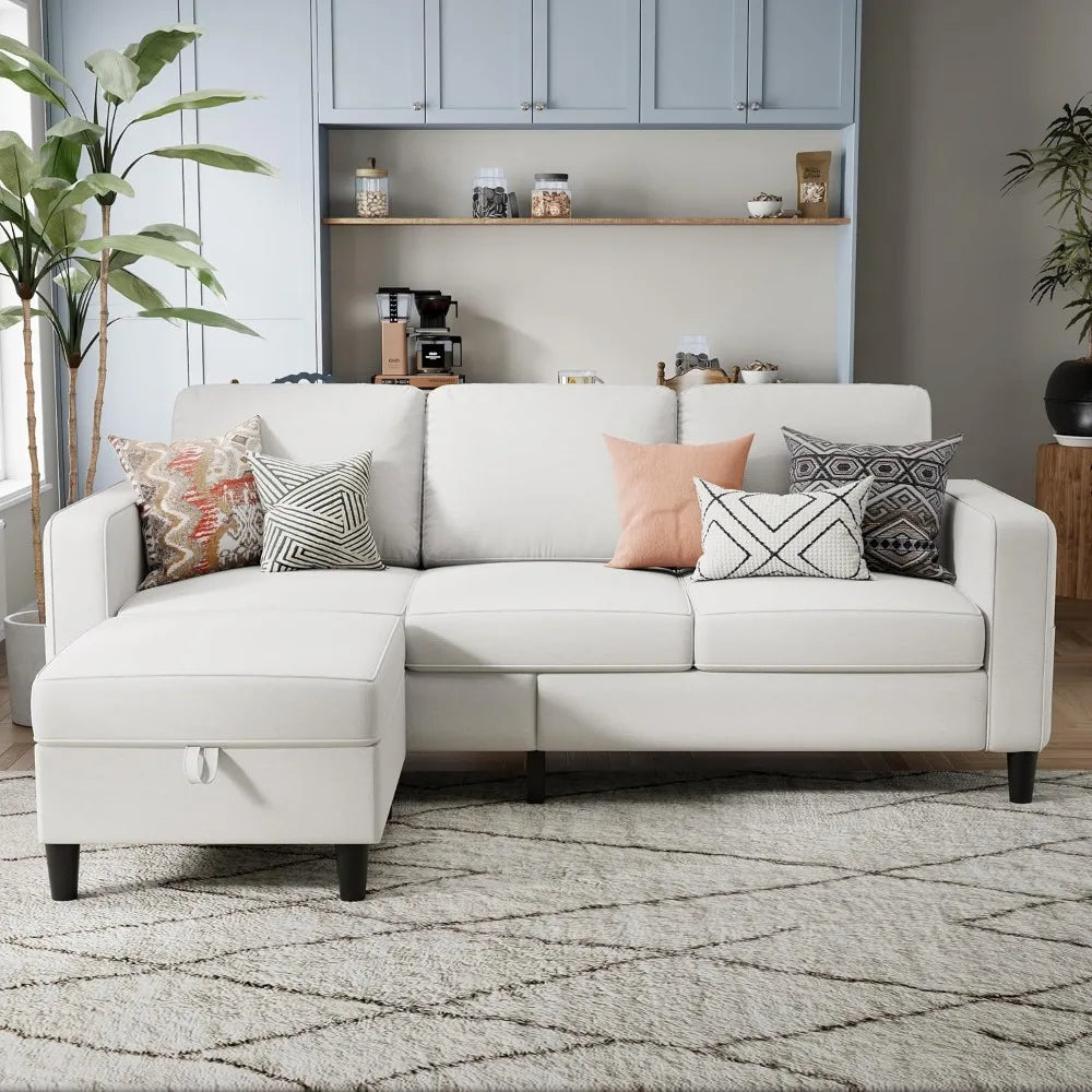 3 Seat L Shaped Sectional Sofa Couches with Storage