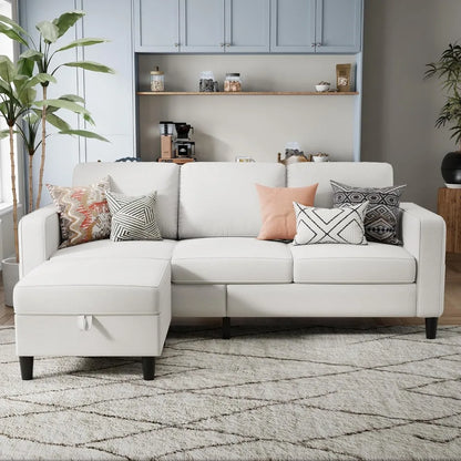 3 Seat L Shaped Sectional Sofa Couches with Storage