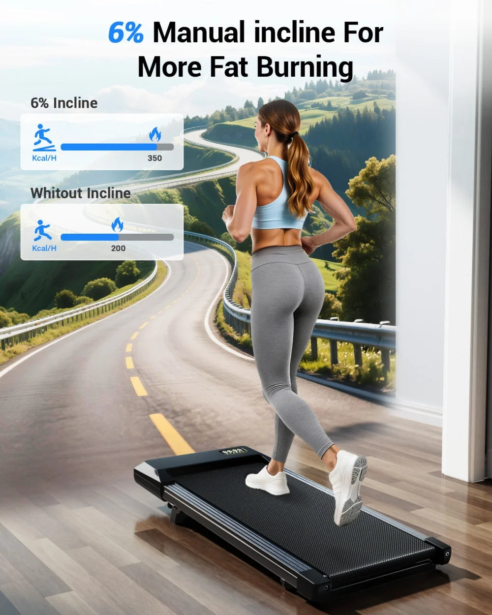 Foldable 6% Slope Under Desk Treadmills