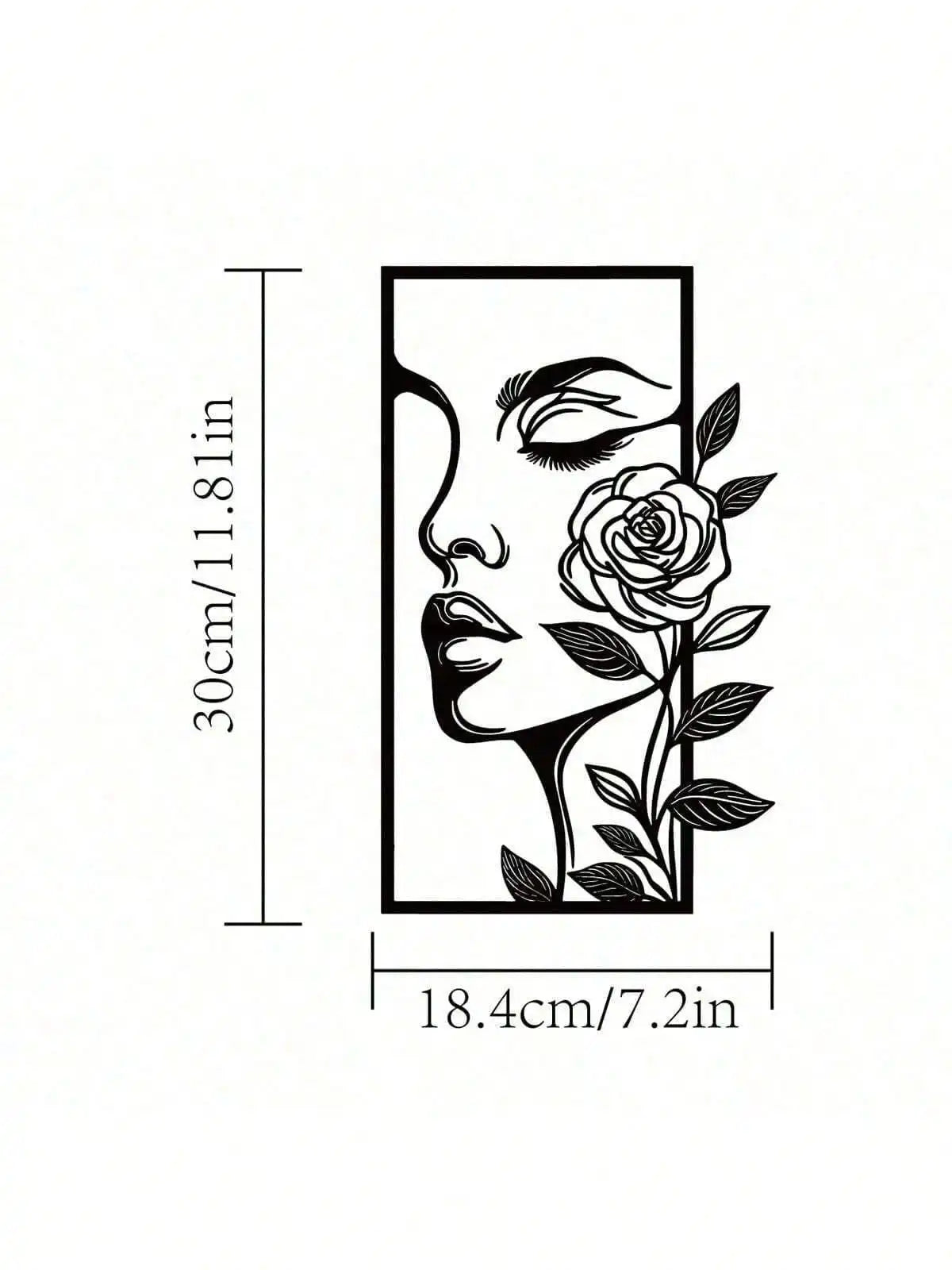 1pc, Woman Flower Metal Wall Aesthetic Portrait