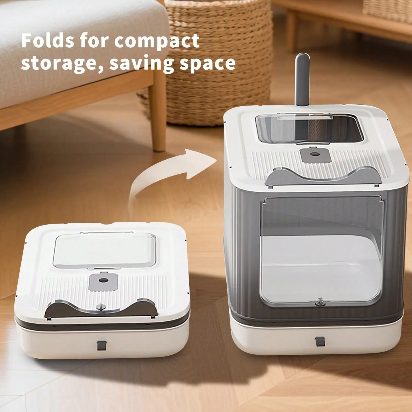 Foldable Cat Litter Box with Lid and Scoop