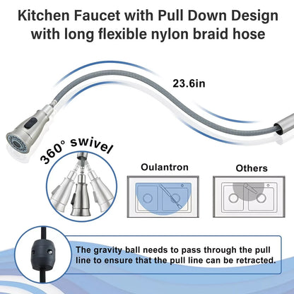 Matte Black Kitchen Sink Faucet with Pull Down Sprayer