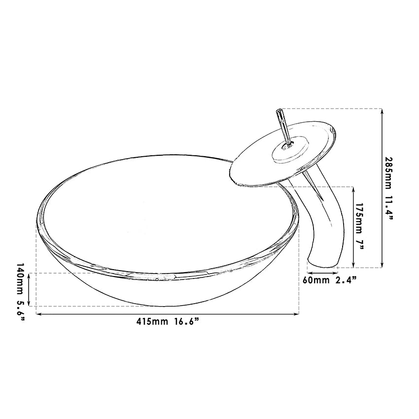 Tempered Glass Bathroom Basin Sink Faucet Combo set