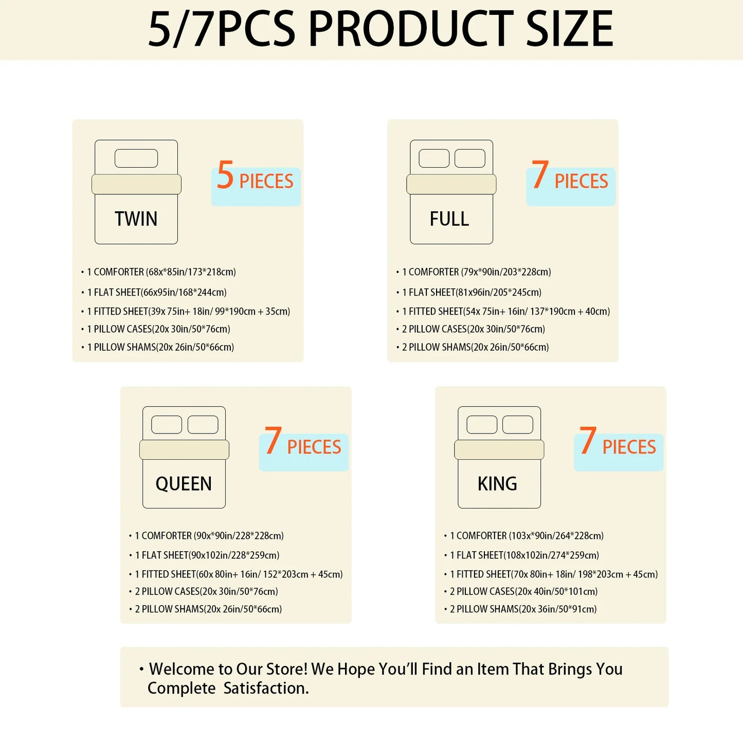 7-Pcs Solid Comforter sets