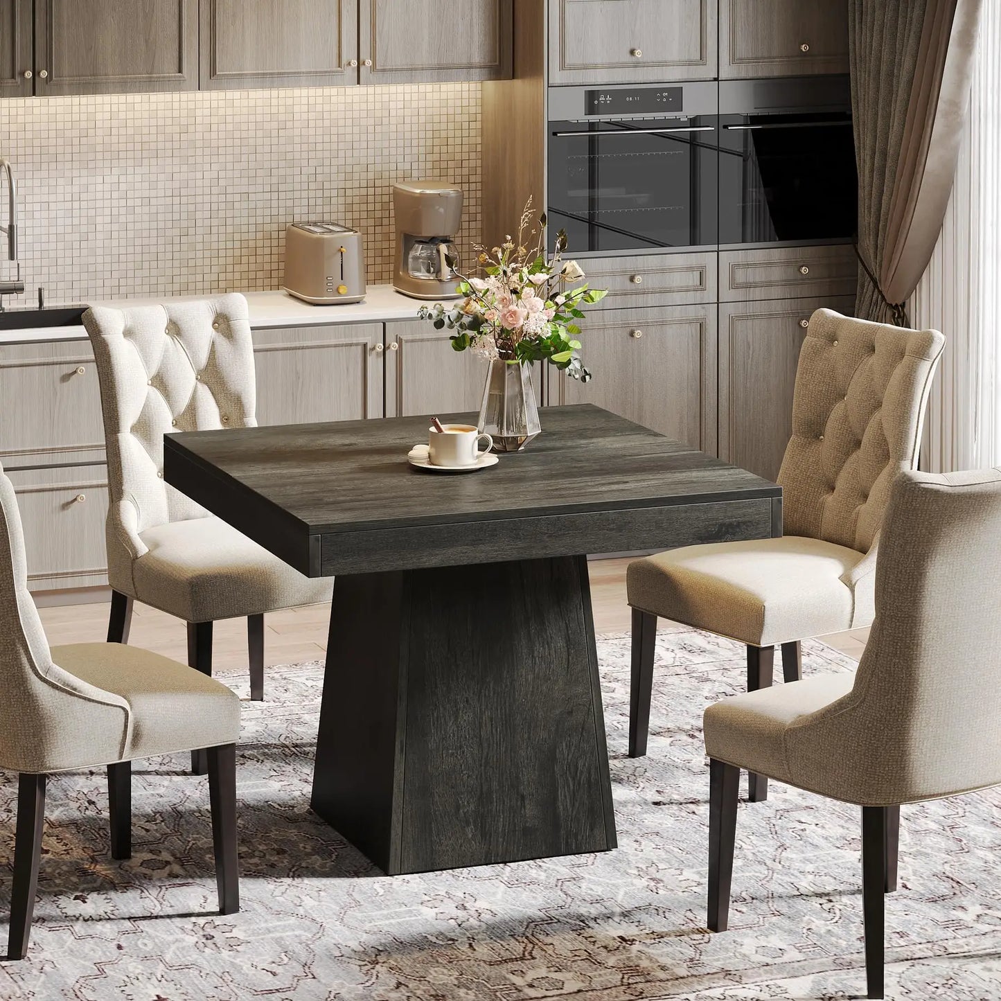 31.5-Inch Small Dinner Table with Sturdy Pedestal Base
