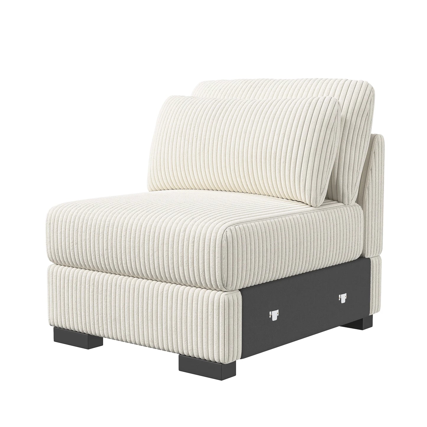 Upholstered Sofa Made of Corduroy Fabric with Removable Cushions