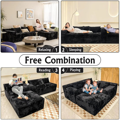 104" Black sectional couches