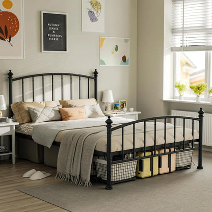 All Size Metal Platform Bed Frame, Victorian Wrought Iron-Art Design