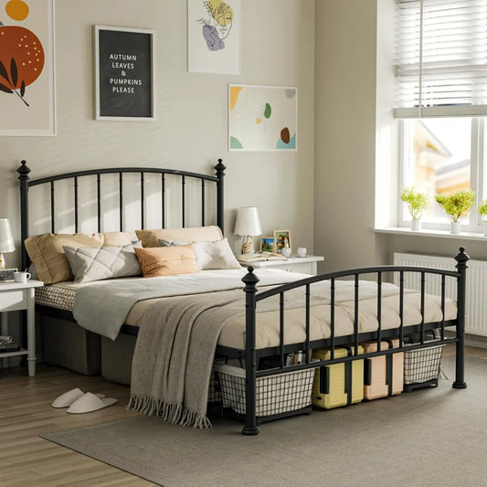 All Size Metal Platform Bed Frame, Victorian Wrought Iron-Art Design