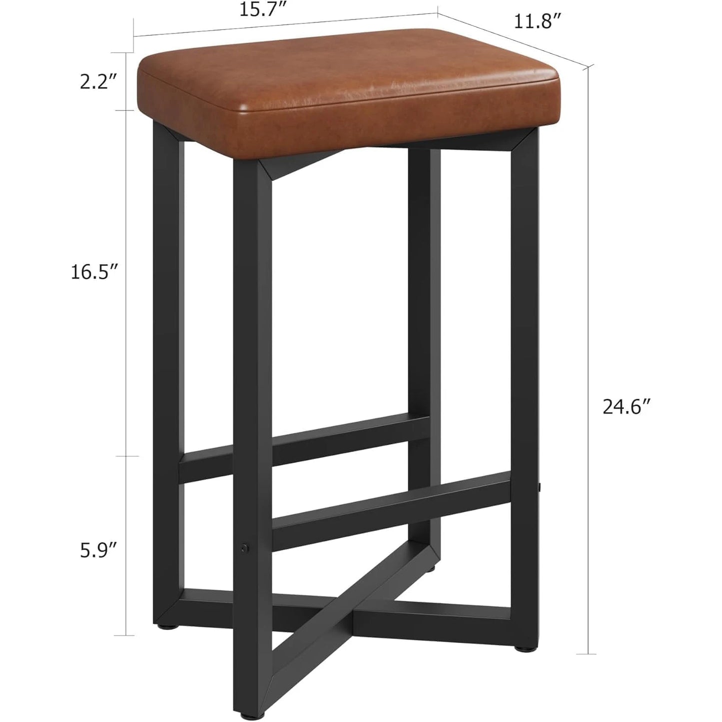 2PCS 24" Bar Stools with Metal X-Frame