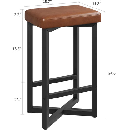 2PCS 24" Bar Stools with Metal X-Frame