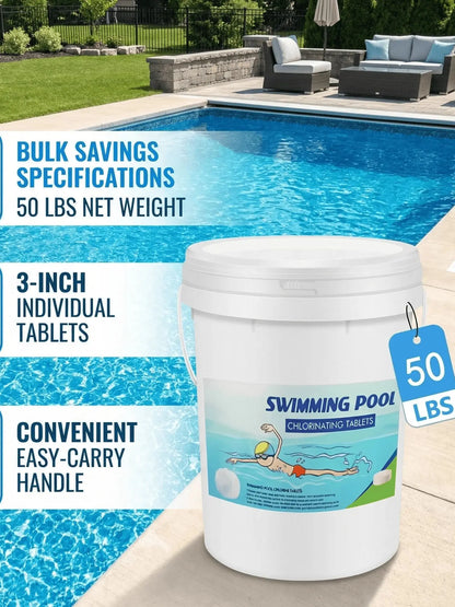 50LB 3Inch Chlorine Tablets for Swimming Pools