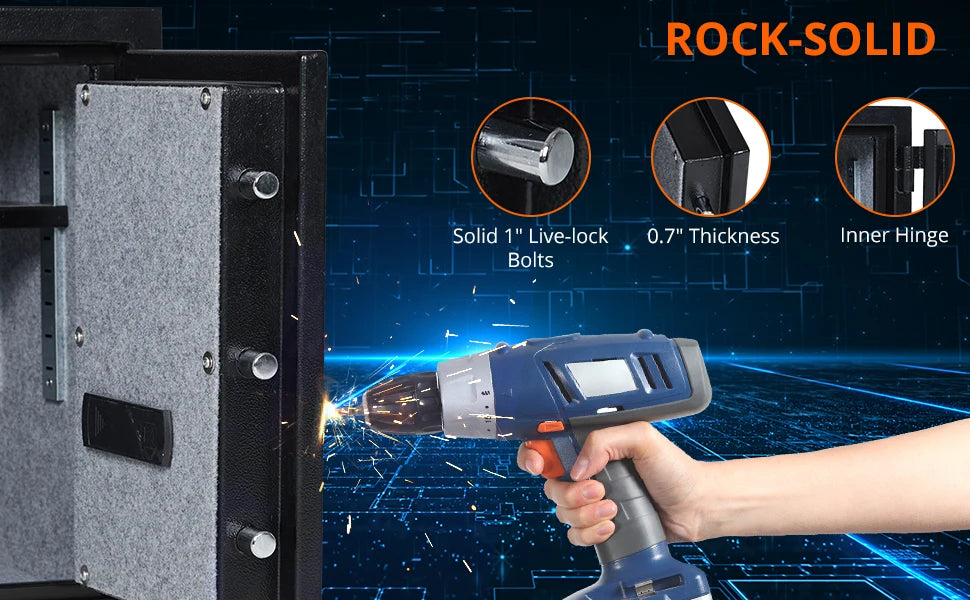 Fireproof and Waterproof Safe Box with Programmable Keypad