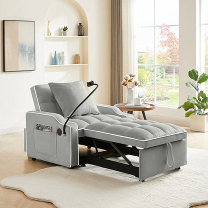 34" 3-In-1 Convertible Sleeper with USB & Type-C Charging Ports