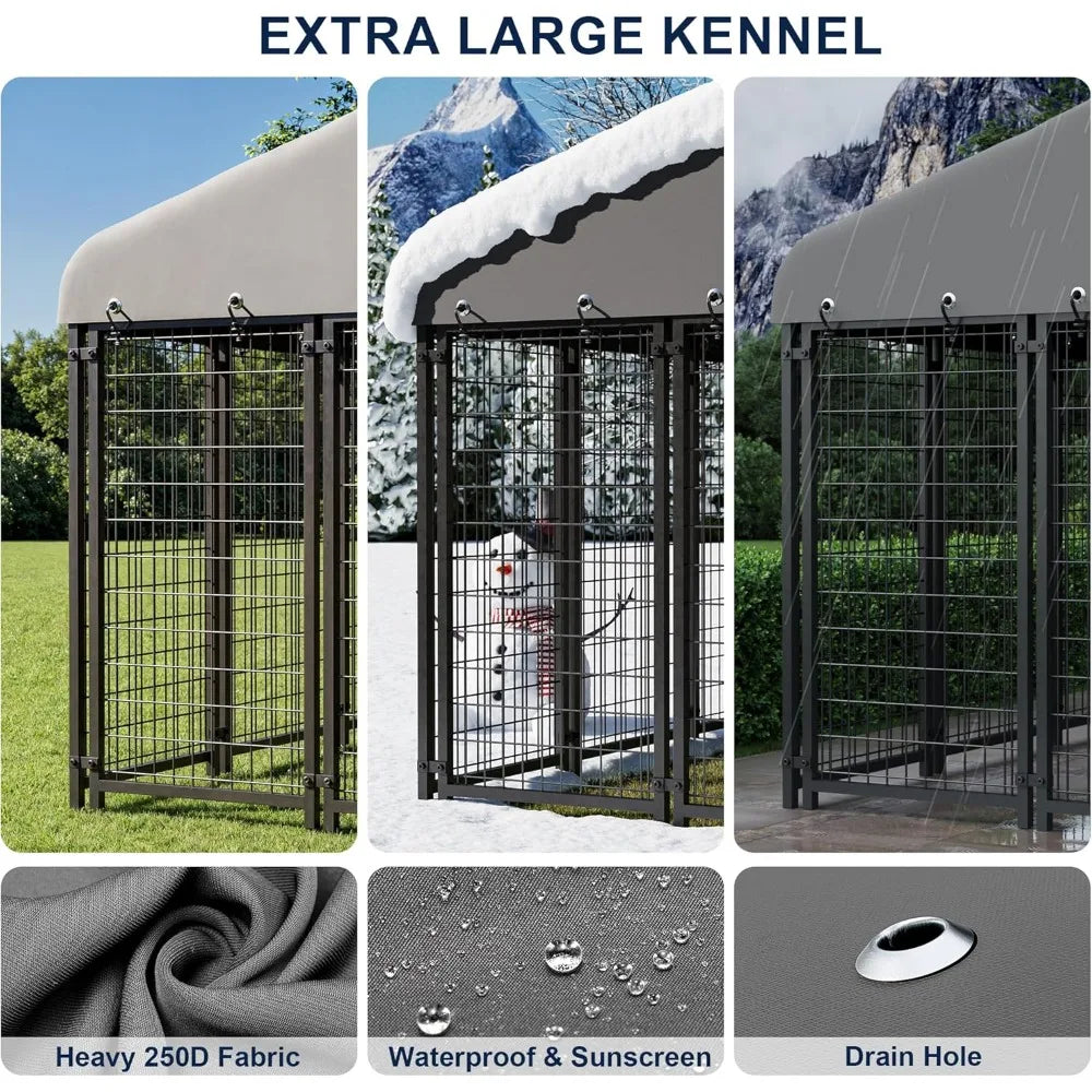10X10FT Outside Heavy-Duty Outdoor Dog Cage with Roof and Double Lock