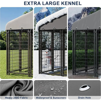 10X10FT Outside Heavy-Duty Outdoor Dog Cage with Roof and Double Lock