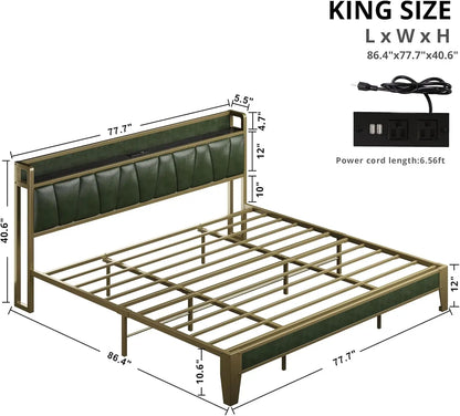 Twin XL/Full/King/California King Bed Frame with Charging Station.