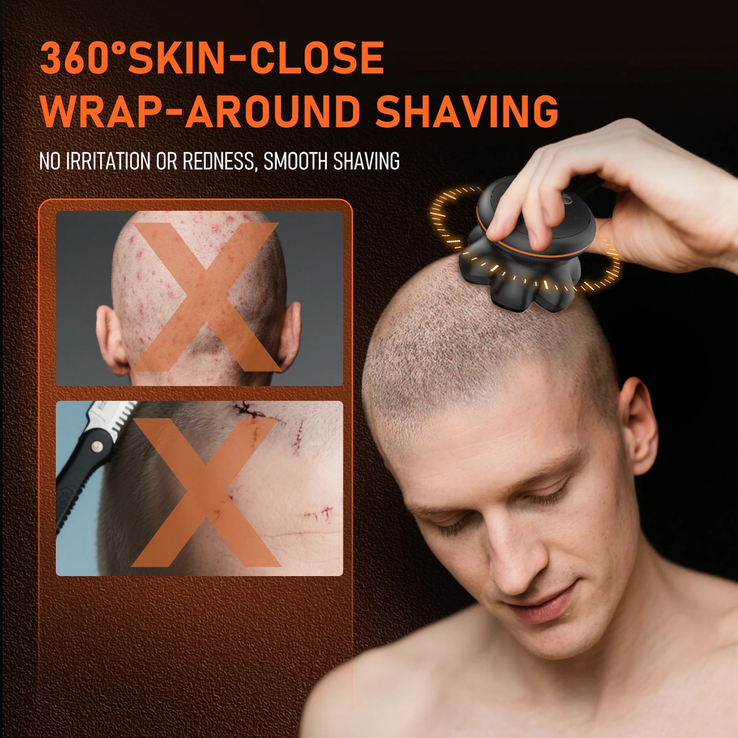 7D Electric Waterproof Head Shaver USB Rechargeable