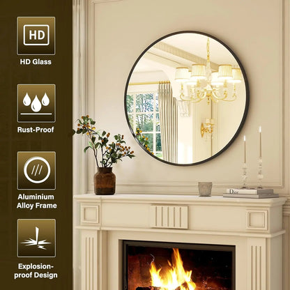 36 Inch stylish Round Metal Wall Mirror