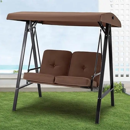 2 Seat Outdoor Patio Swing Chair Adjustable Canopy