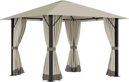 10' x 10' Patio Gazebo Aluminum Frame Outdoor Canopy