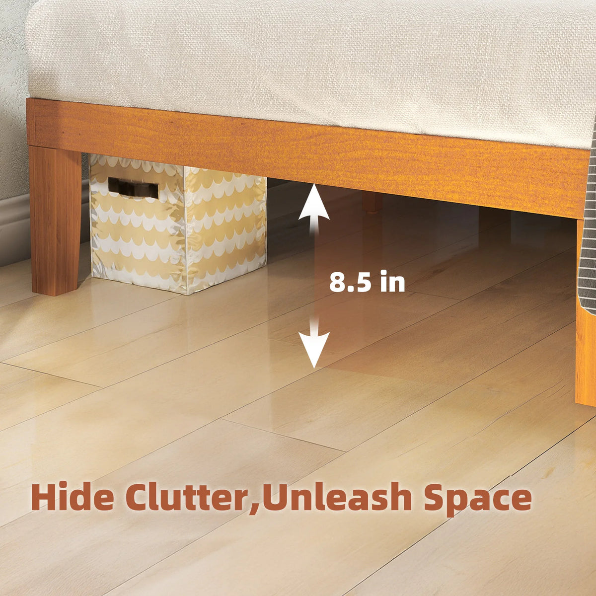 Solid Wood Bed Frame with Sturdy Slats