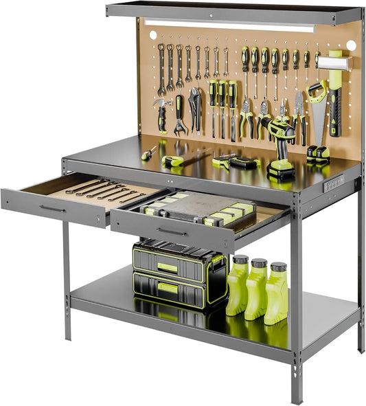 A3 Steel Workbench with Power Outlets and Light
