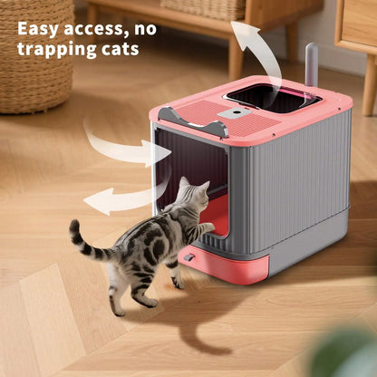 Foldable Cat Litter Box with Lid and Scoop