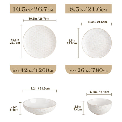 16/32 Piece Stoneware Plates Dinner Set.
