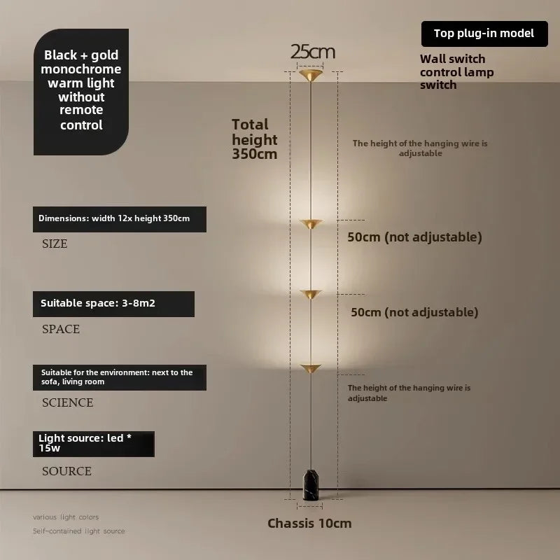 3 Head Hallway Background Wall Floor Lamp