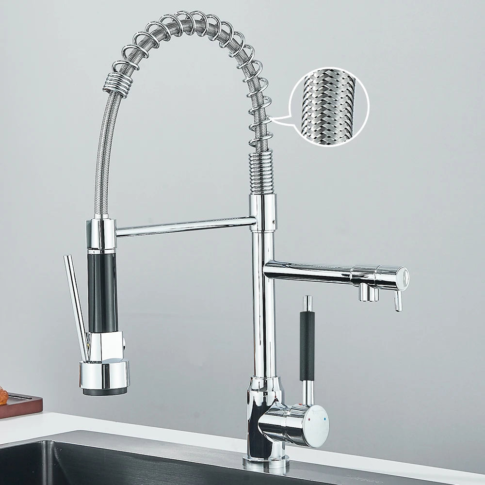Pull Down Spring Kitchen Faucet Single Lever