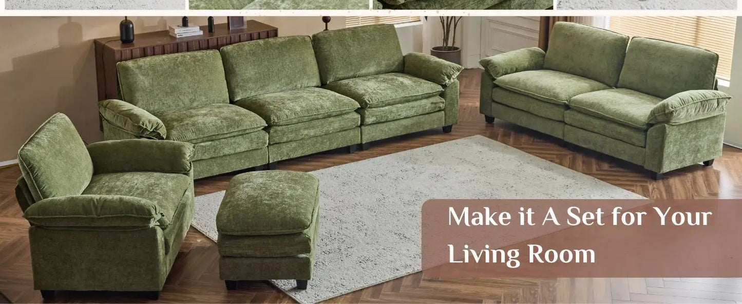 Beautiful Modern Sofa with Ottoman and Slipcover