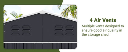 10x10~12x18FT Outdoor Heavy-Duty Frame Shed