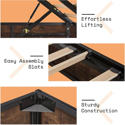 Lift Up Storage Bed, King Bed Frame with Storage