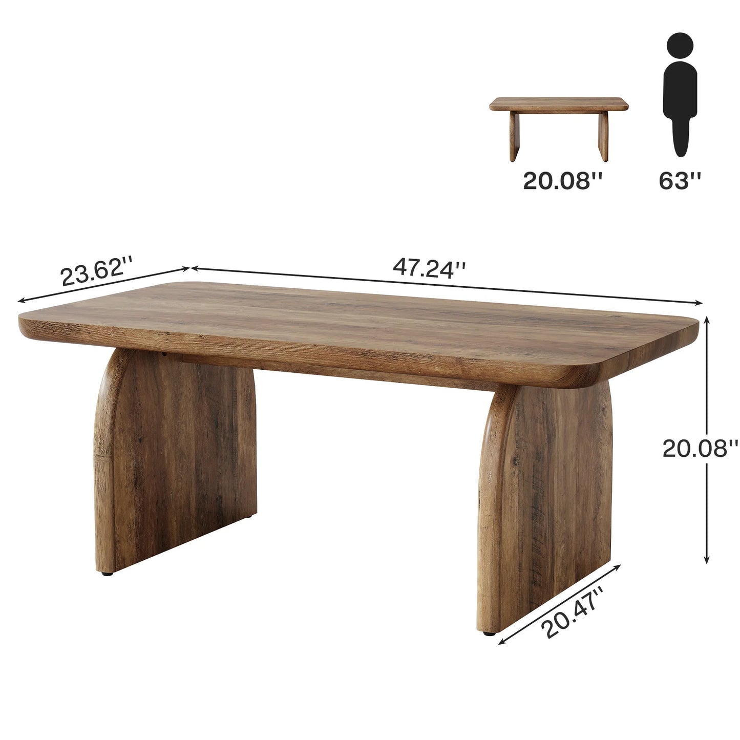 47.24-Inch Tribesigns Farmhouse Rectangular Coffee Table