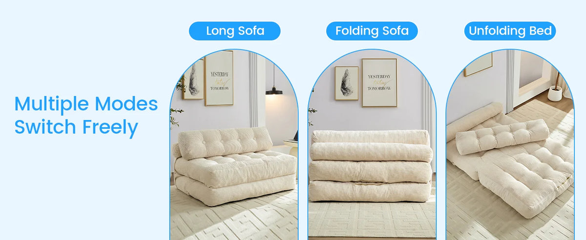52 Inch Width Foldable Convertible Sleeper Chair