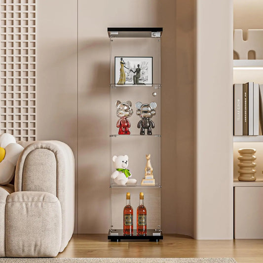 Glass Display Cabinet with Door and Lock