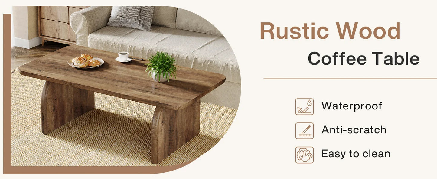47.24-Inch Tribesigns Farmhouse Rectangular Coffee Table