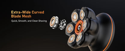 7D Electric Waterproof Head Shaver USB Rechargeable