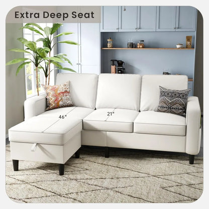 3 Seat L Shaped Sectional Sofa Couches with Storage