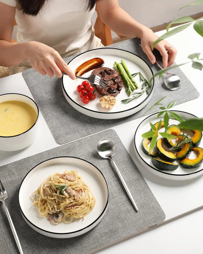 12 Pieces Ceramic Plates and Bowls Set