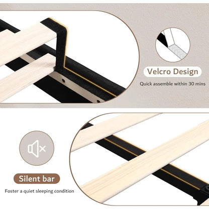 Full Size Bed Frame with Button Tufted Headboard