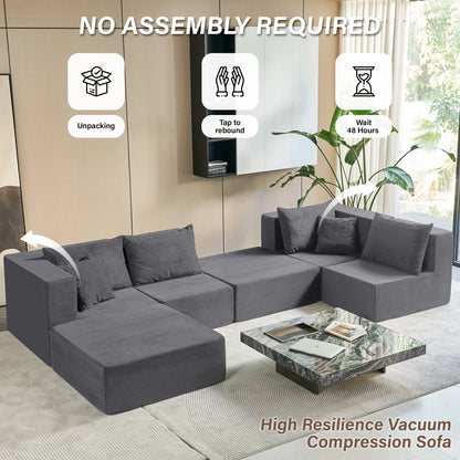 140"Corduroy Sleeper Modular Sectional Sofa