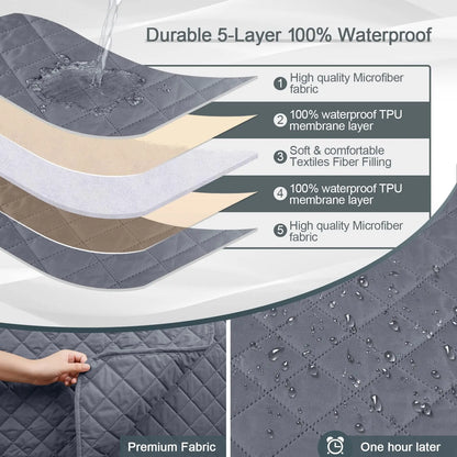 3pcs 100% Waterproof L Shaped Sofa Slipcover Protector