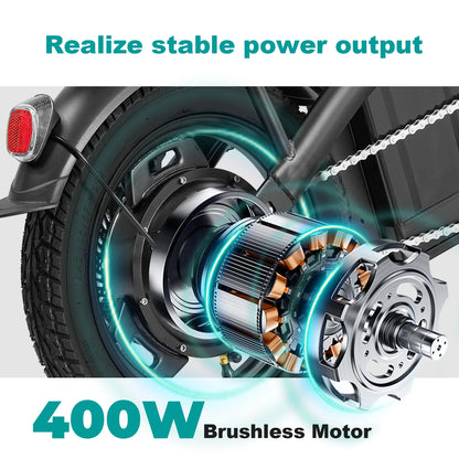 400W dual disc brake adult foldable electric bicycle 22-mile range 20MPH