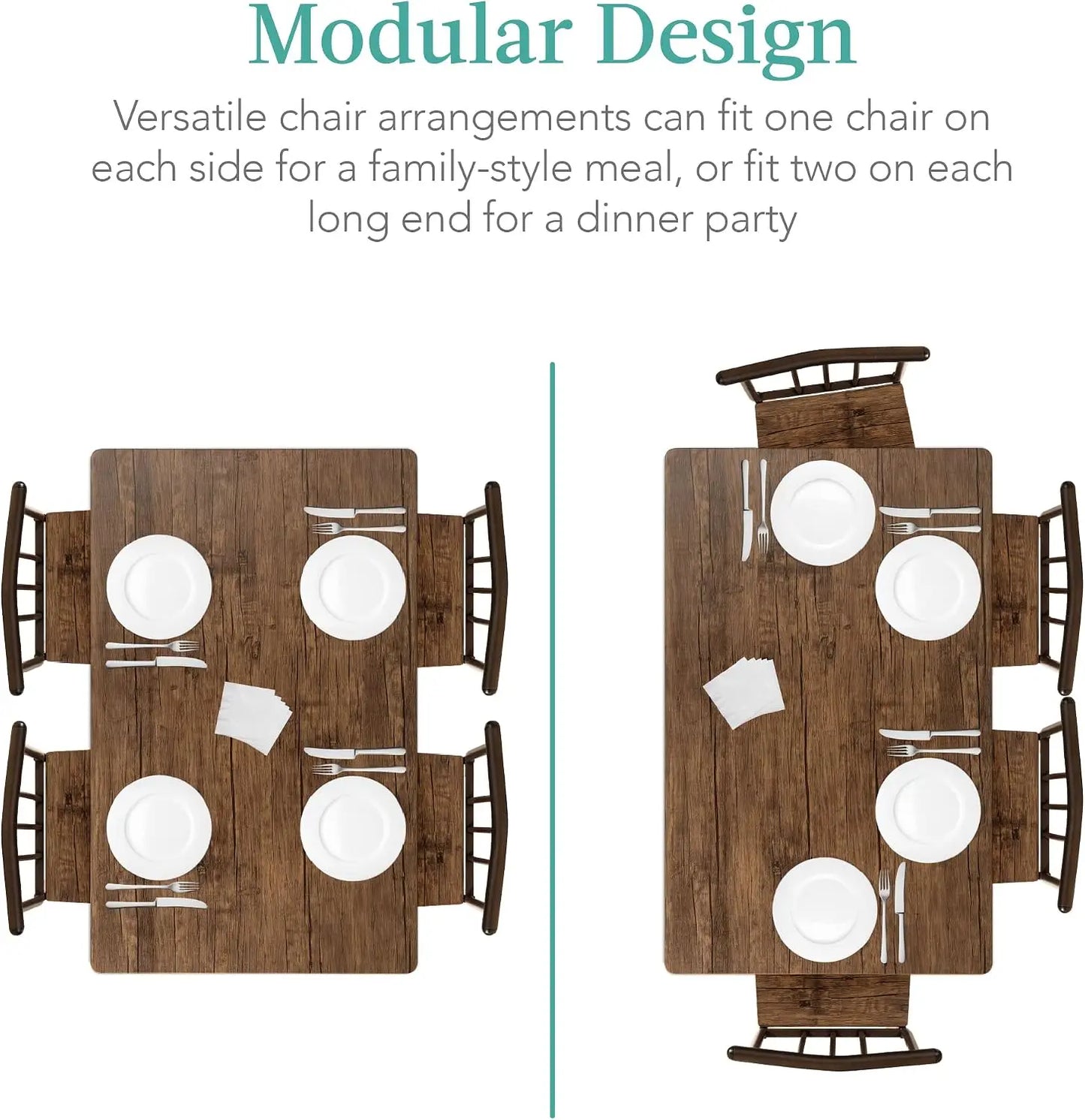 5-Piece Metal and Wood Rectangular Dining Table