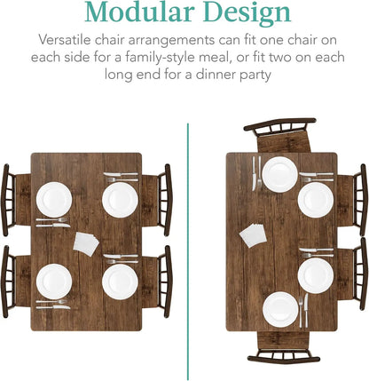 5-Piece Metal and Wood Rectangular Dining Table