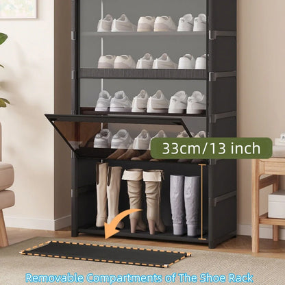 Multi-layer Shoe Cabinet Organizer with Clear Lid