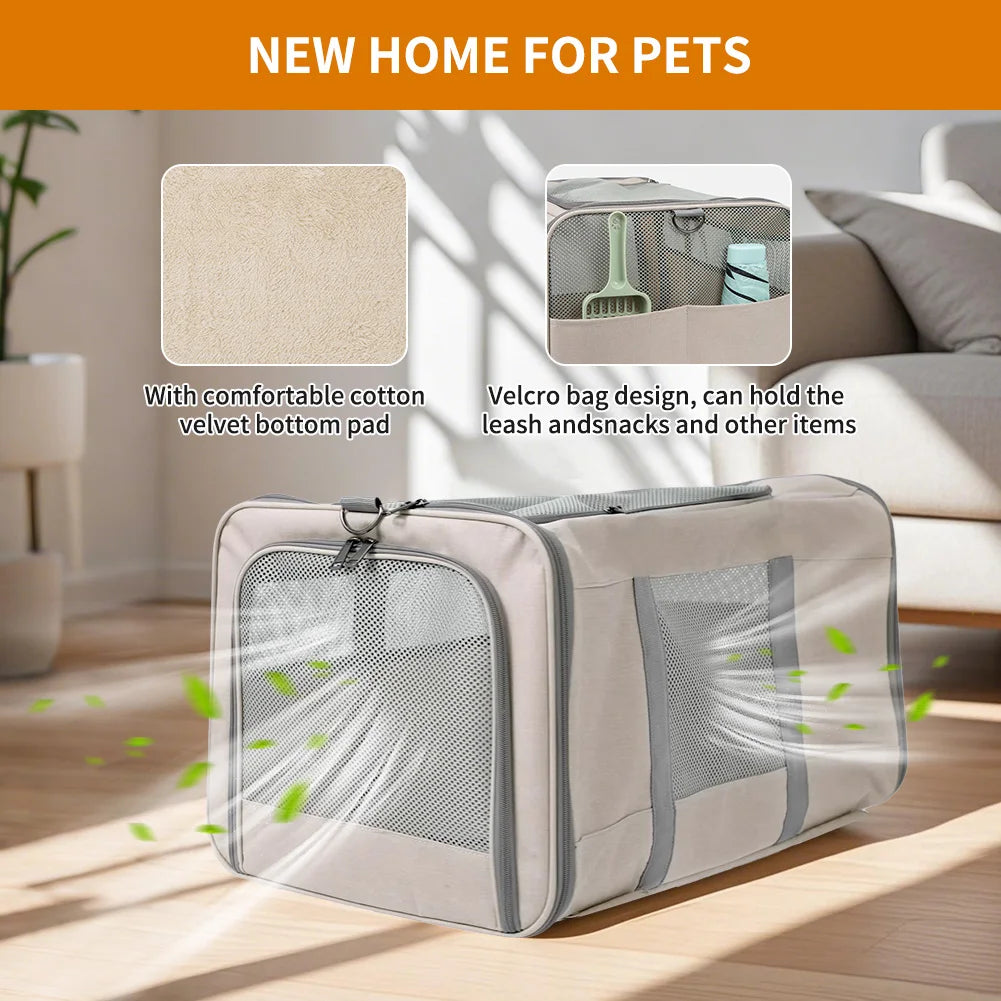 Cat trolley for 2 cats with wheels & safety belts for travel